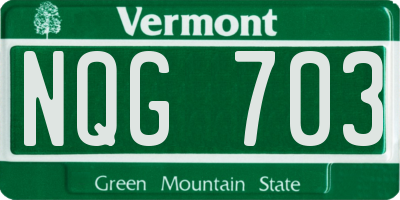 VT license plate NQG703
