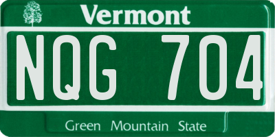 VT license plate NQG704