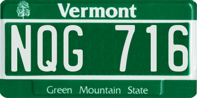 VT license plate NQG716