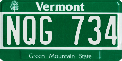 VT license plate NQG734