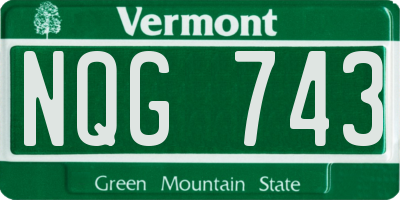VT license plate NQG743