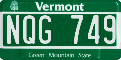 VT license plate NQG749