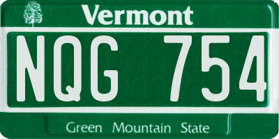 VT license plate NQG754