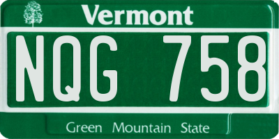 VT license plate NQG758