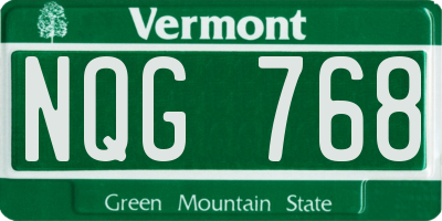 VT license plate NQG768