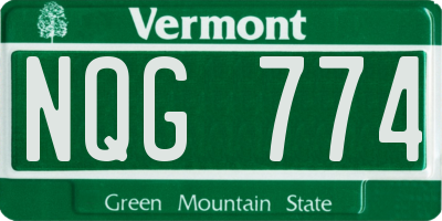 VT license plate NQG774