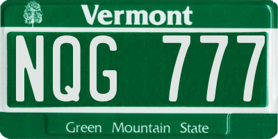 VT license plate NQG777