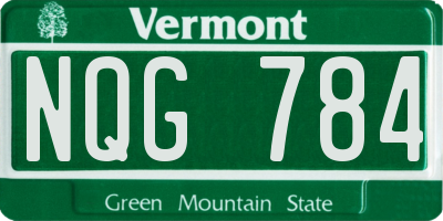 VT license plate NQG784