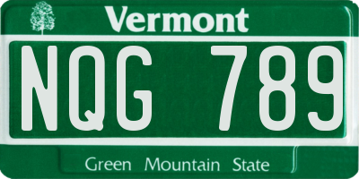 VT license plate NQG789