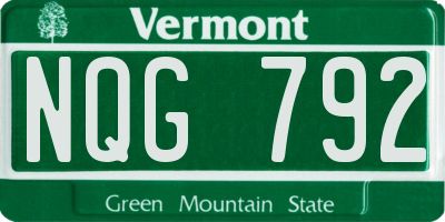 VT license plate NQG792