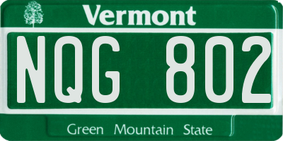 VT license plate NQG802