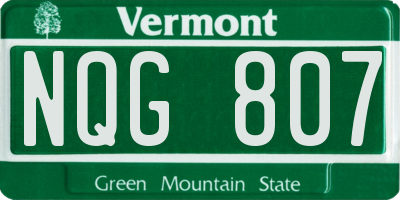 VT license plate NQG807