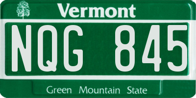 VT license plate NQG845