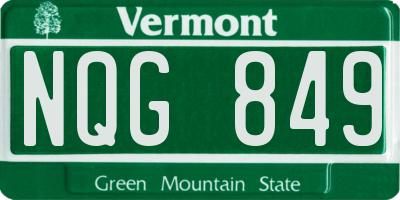 VT license plate NQG849