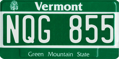 VT license plate NQG855