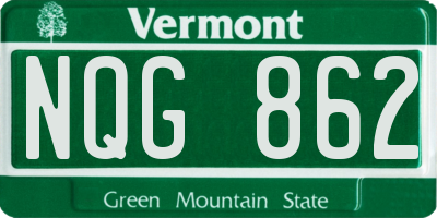VT license plate NQG862