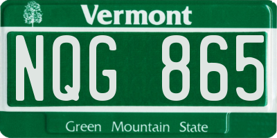 VT license plate NQG865