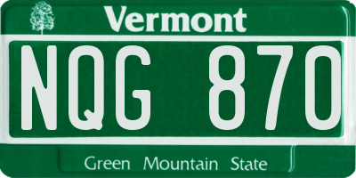 VT license plate NQG870