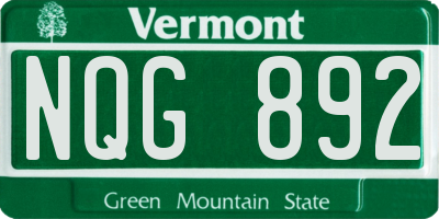 VT license plate NQG892