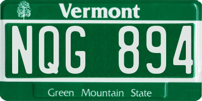 VT license plate NQG894