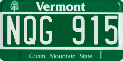 VT license plate NQG915