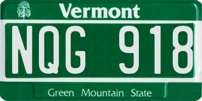 VT license plate NQG918