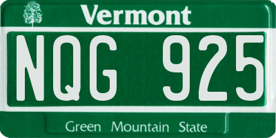 VT license plate NQG925