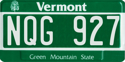 VT license plate NQG927