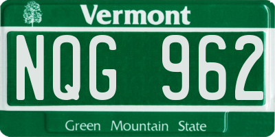 VT license plate NQG962