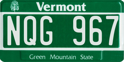 VT license plate NQG967