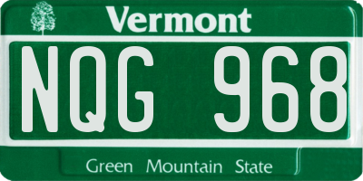 VT license plate NQG968