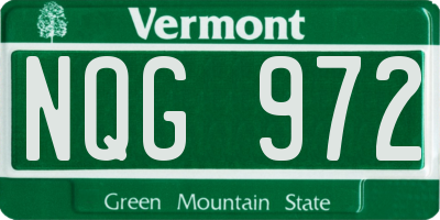 VT license plate NQG972