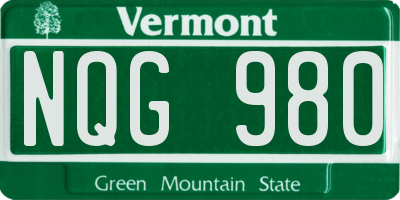 VT license plate NQG980