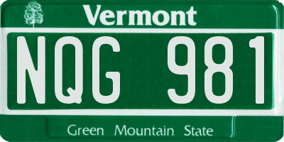 VT license plate NQG981