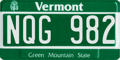 VT license plate NQG982