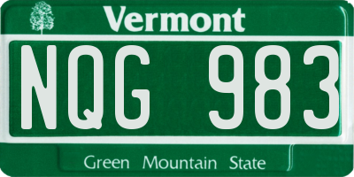 VT license plate NQG983