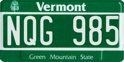 VT license plate NQG985