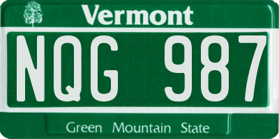 VT license plate NQG987