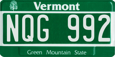 VT license plate NQG992