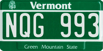 VT license plate NQG993