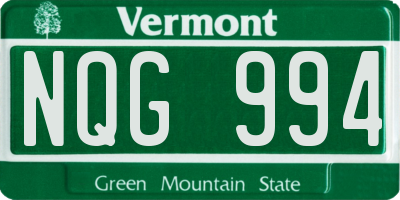 VT license plate NQG994