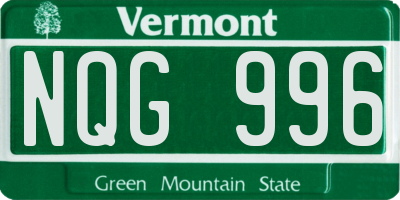 VT license plate NQG996