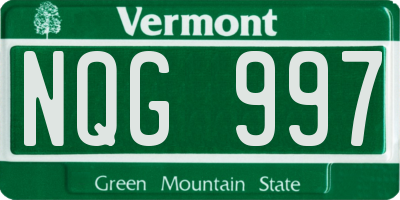 VT license plate NQG997