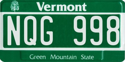 VT license plate NQG998