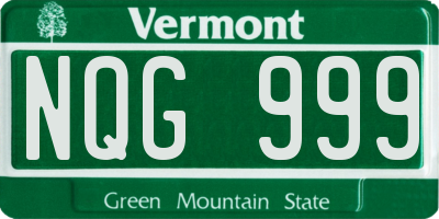 VT license plate NQG999