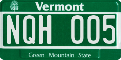 VT license plate NQH005