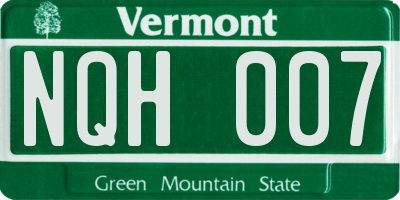 VT license plate NQH007