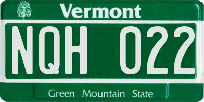 VT license plate NQH022
