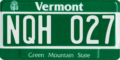 VT license plate NQH027