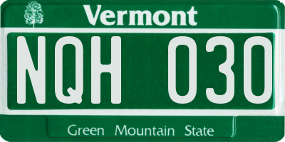 VT license plate NQH030